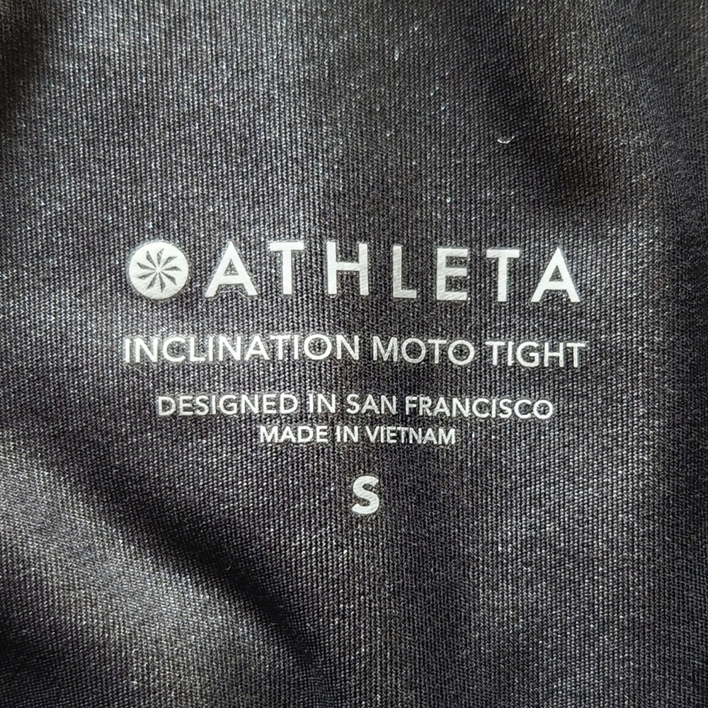 Athleta "Inclination Moto Tight" High Rise Legging Black Textured Women's Size S - Picture 7 of 10